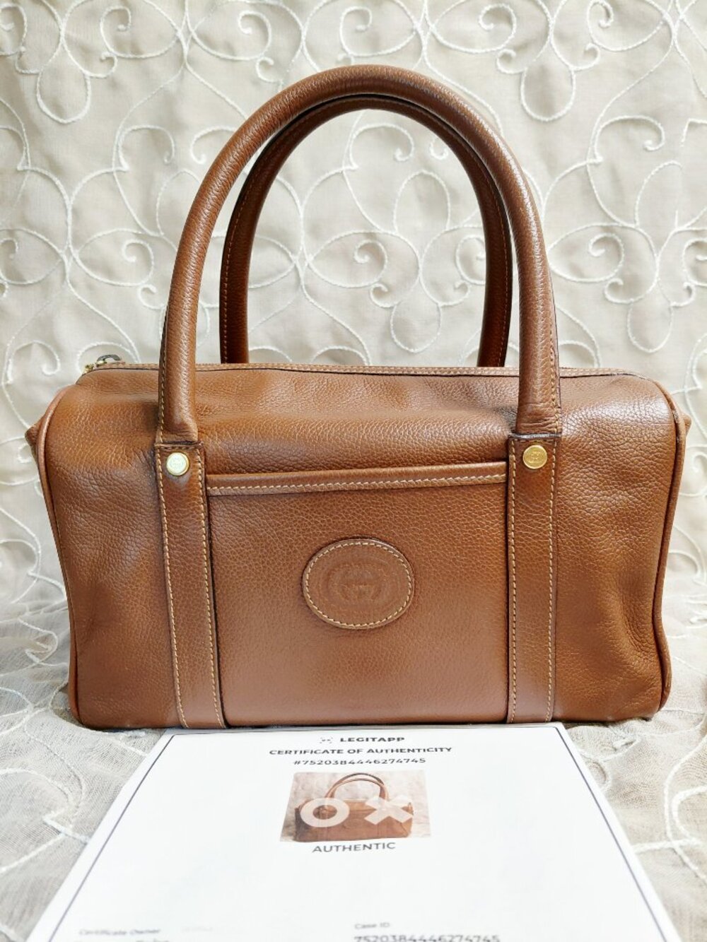 Vintage Gucci Brown Leather Boston Bag - Picture 2 of 15